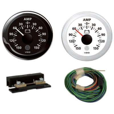 Kit Amperometro 52 mm 150A Bianco/Nero Victron VDO, Per Plancia Barca